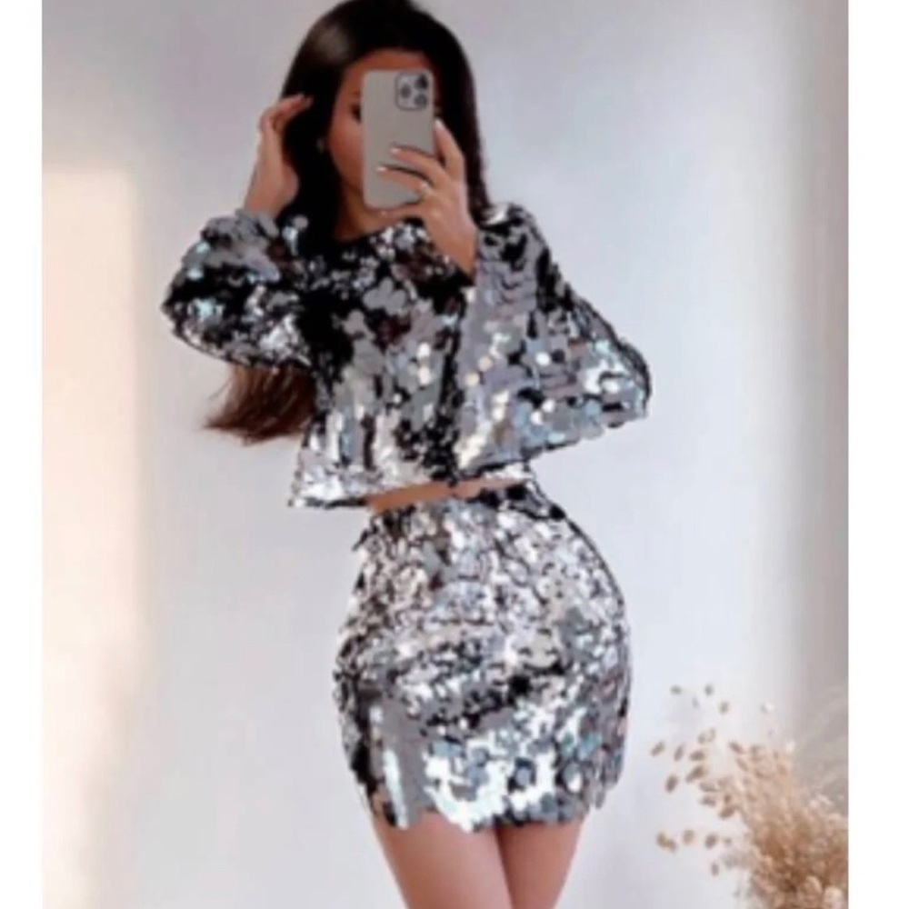LAST NWT ZARA SHORT SEQUIN SKIRT - Picture 10 of 15